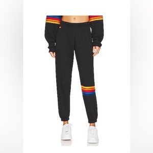 Aviator Nation Rainbow Stitch Sweatpant Black